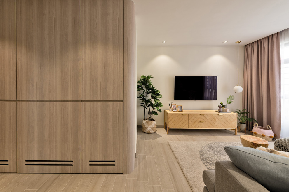 This is an example of a Scandinavian living room in Singapore.