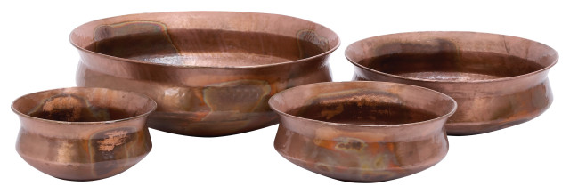 Set of 4 Copper Metal Rustic Planter, 22", 18", 14", 11"