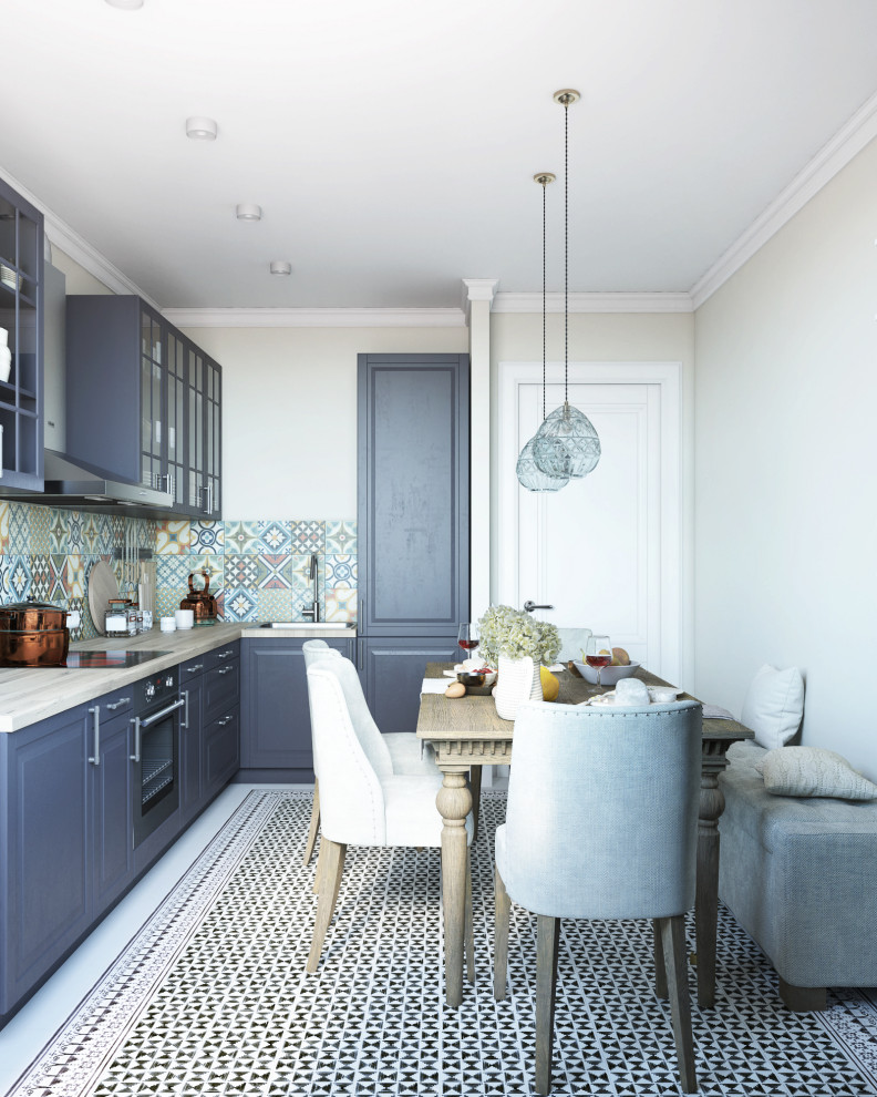 Кухня кантри с грифельными фасадами