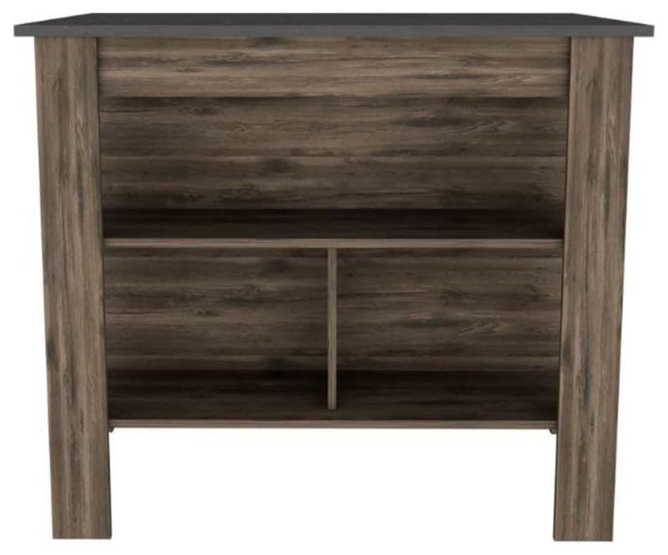 FM FURNITURE Brooklyn Kitchen Island with 3 Shelves Brown Engineered