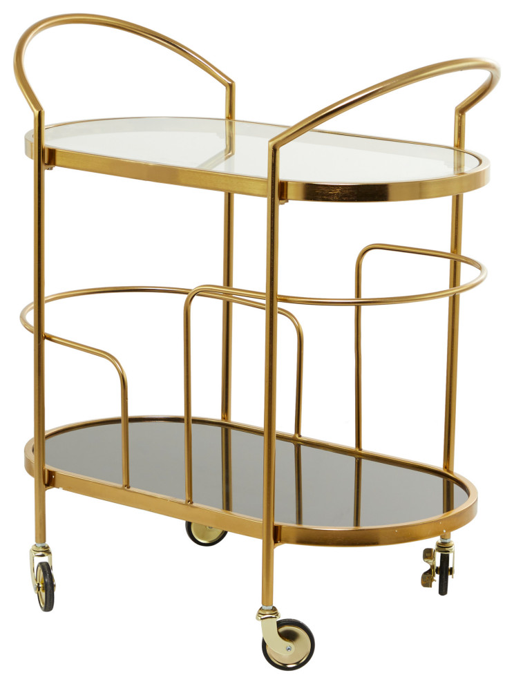 Gold Metal Contemporary Bar Cart, 30