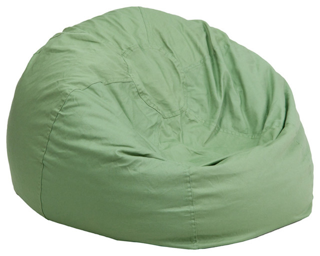 Small Solid Green Refillable Bean Bag Chair for Kids and Teens