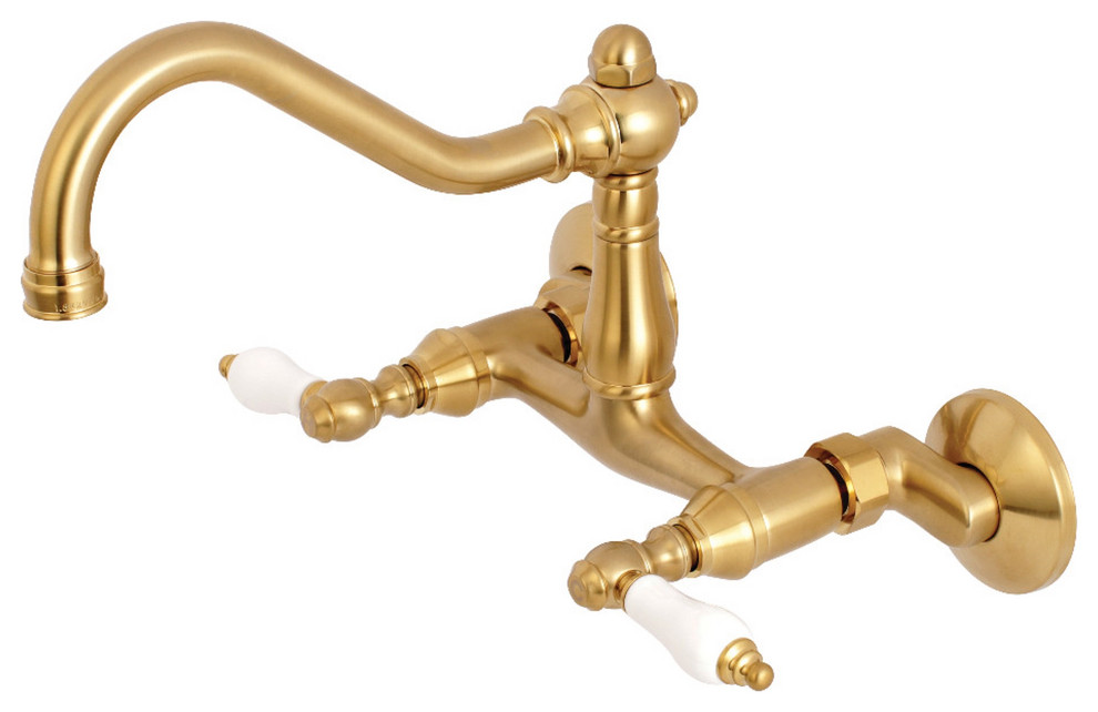 KS3227PL Vintage 6" Adjustable Center Wall Mount Kitchen Faucet