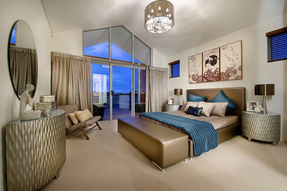 Design ideas for a contemporary bedroom in Perth.