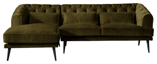 Earl Grey Chaise Sofa, Peridot, 3 Seater, Left Hand Facing