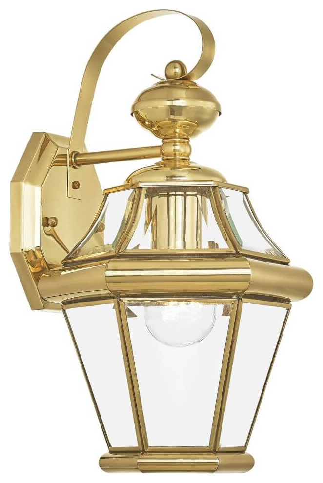 1Light Polished Brass Outdoor Wall Lantern Traditional Outdoor
