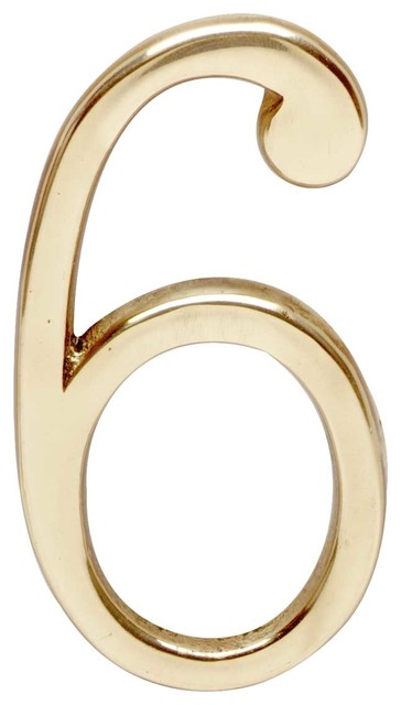 Bright Solid Brass 3" Address House Number '6' '9' Pin Mount |