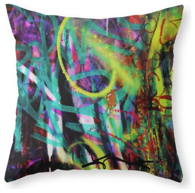 Graffiti Throw Pillow, Indoor Cover, 16