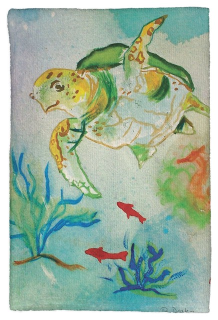 Betsy's Sea Turtle Kitchen Towel - Two Sets of Two (4 Total)