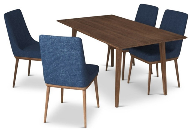 Andrea Modern Solid Wood Walnut Kitchen & Dining Room Table and Chairs ...