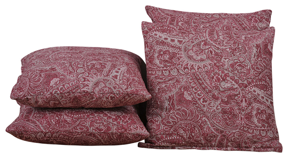 Paisley Suede 4 Piece Pillow Shell Set, Red, 20"x20"
