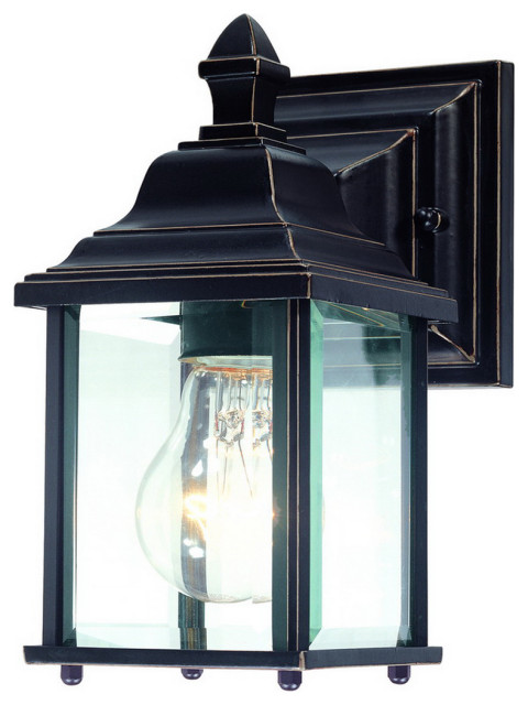 Charleston Outdoor 1 Light Wall Sconce in Antique Bronze with Beveled Glass