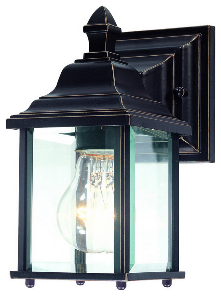 Charleston Outdoor 1 Light Wall Sconce in Antique Bronze with Beveled Glass