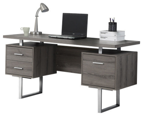 60 Silver Metal Computer Desk Contemporary Desks And Hutches 60 Silver Metal Computer Desk