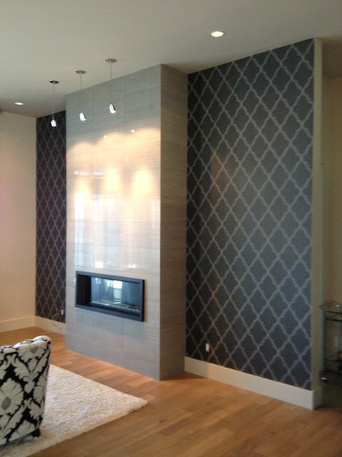 Living Room Fireplace Feature Wall - Contemporary - Living ...