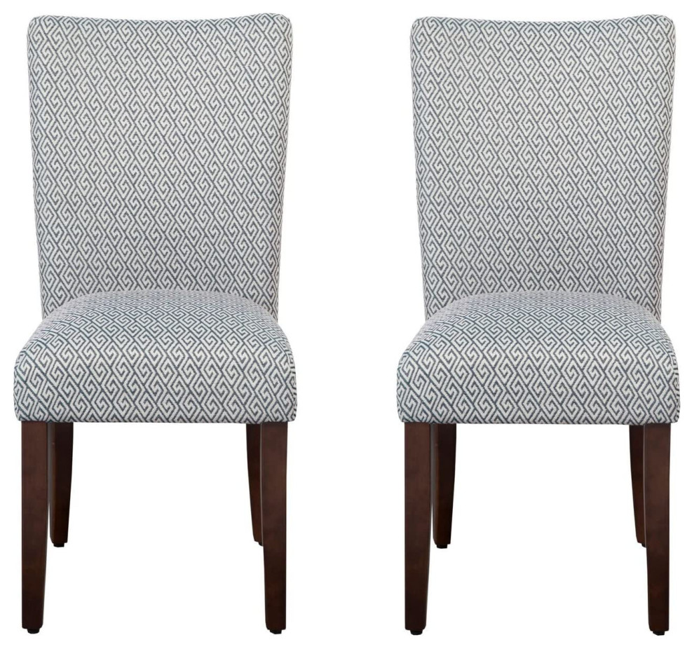 Set of 2 Dining Chair, Wooden Legs With Unique Patterned Upholstery