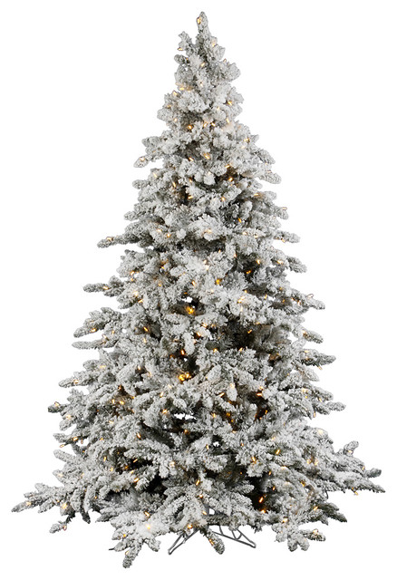 Flocked Utica Fir Tree, 12', Warm White Led Lights
