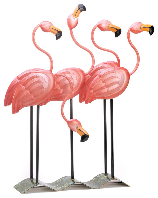 Flock O Flamingos Decor Tropical Garden Statues And Yard Art By Koolekoo Houzz - Flamingo Statues Garden