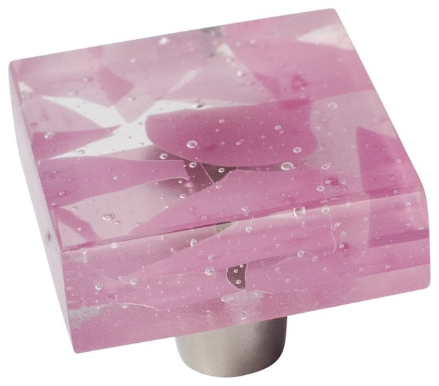 Millennial Pink Handmade Glass Hardware Square Knob