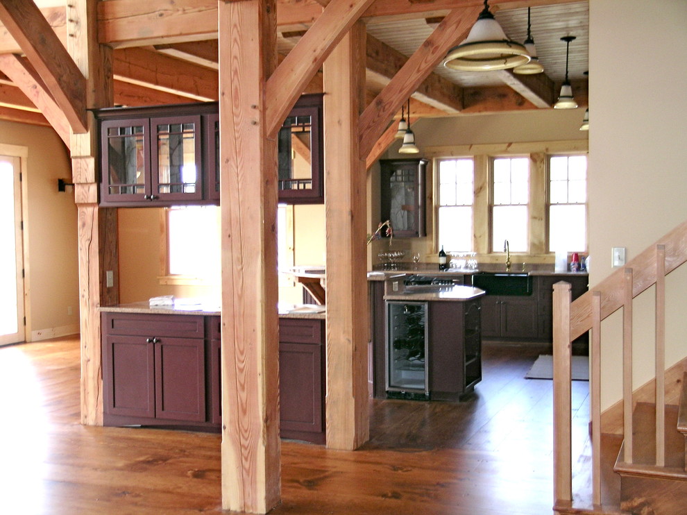 Example of a mountain style kitchen design in Boston