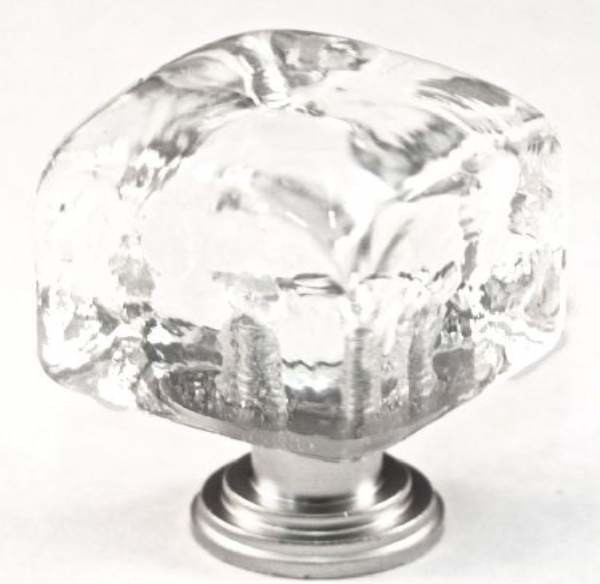 Cal Crystal: Art X Glass Knob - Small Clear Cube -1 Inch X 1 Inch
