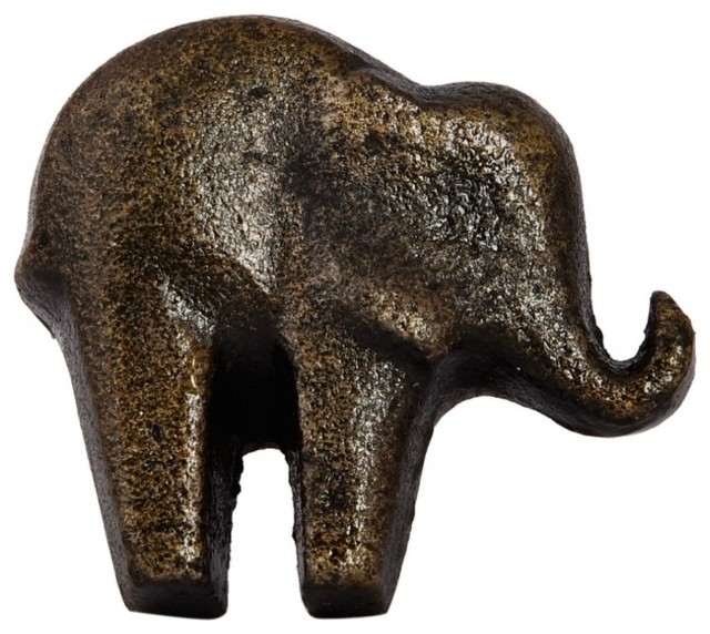 Baby Elephant Knob, Antique Brass Finish, Set of 4 Tropical