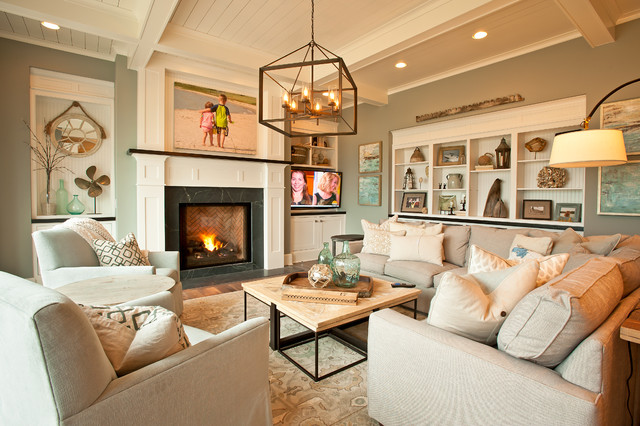 Beach Style Family Room maritim-allrum