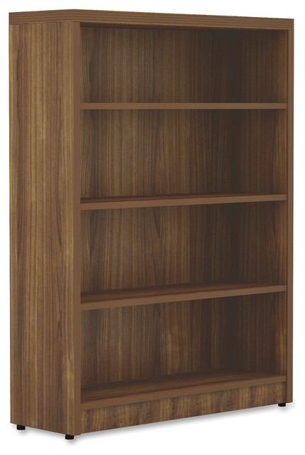 Lorell Chateau Bookshelf, Top, 36"x11.6"x48.5", 4 Shelves, Walnut