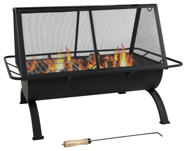 Sunnydaze Northland Grill Fire Pit With Spark Screen And Vinyl