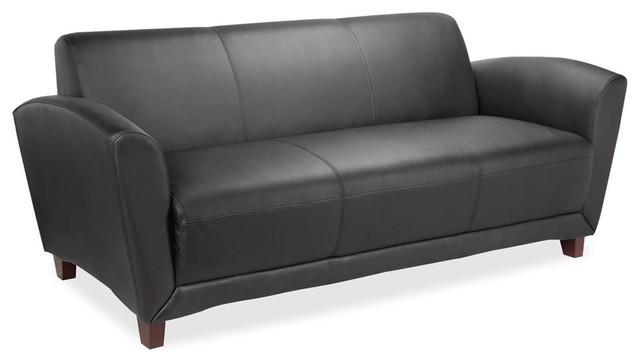 Lorell Bonded Reception Sofa 75 X 34 5 31 3 Leather Black Seat