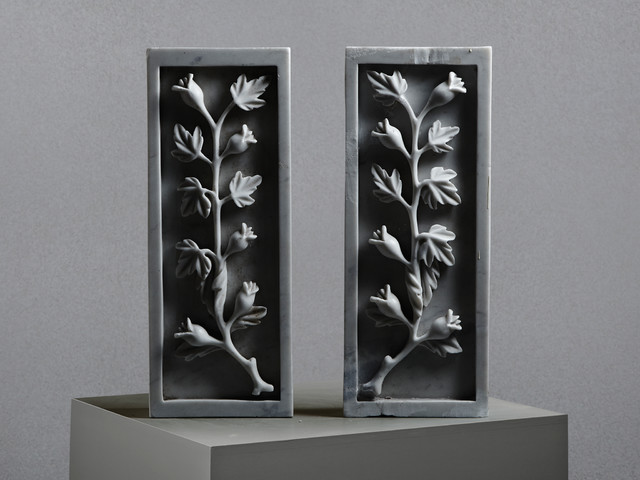 Pair of Italian Marble Floral Panels