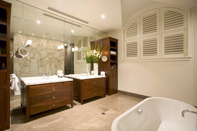 Marble feature wall contemporary-badrum