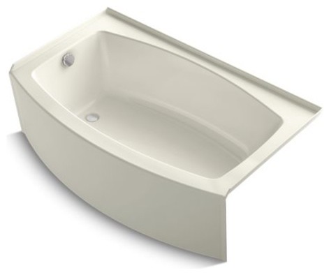 Kohler Expanse 60" X 30-36" Curved Alcove Bath w/ Left-Hand Drain, Biscuit