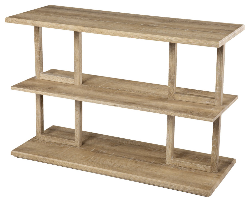 Modern Console Table, Open Design With 3 Tiers & Square Shaped Support ...