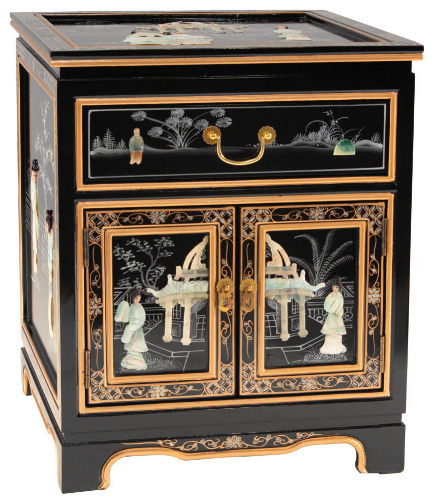 Black Lacquer End Table Royal Ladies Asian Side Tables And End