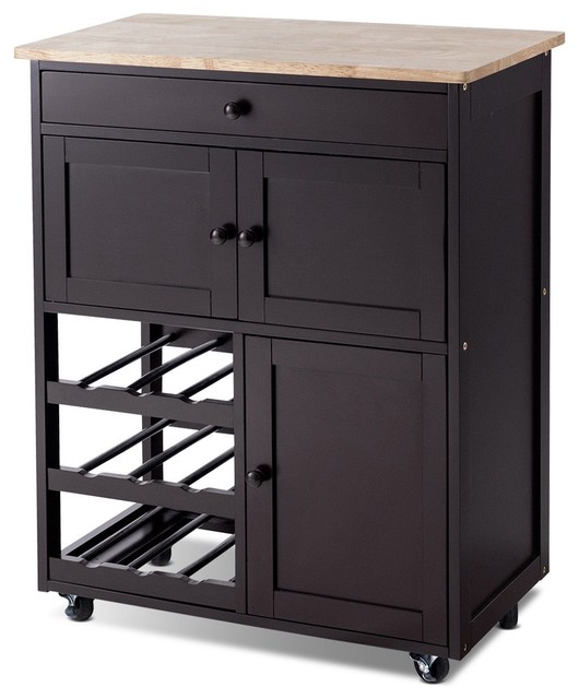 Modern Rolling Storage Kitchen Cart With Drawer Brown