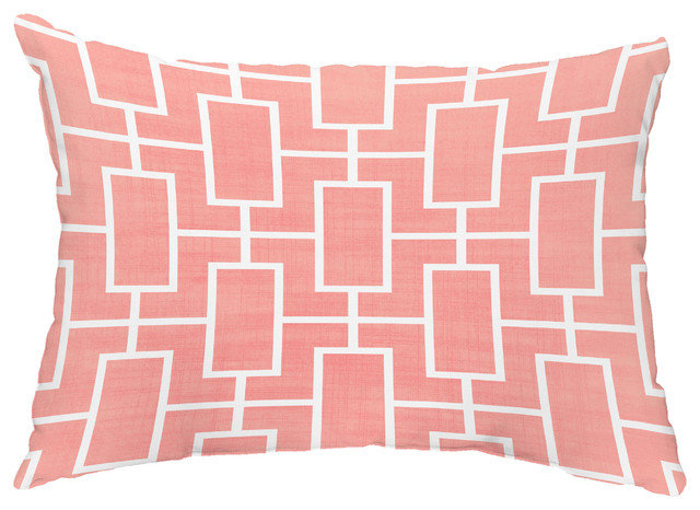 Screen Lattice 14"x20" Abstract Decorative Outdoor Pillow, Coral