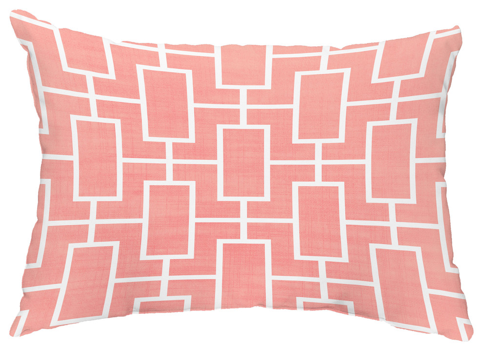Screen Lattice 14"x20" Abstract Decorative Outdoor Pillow, Coral