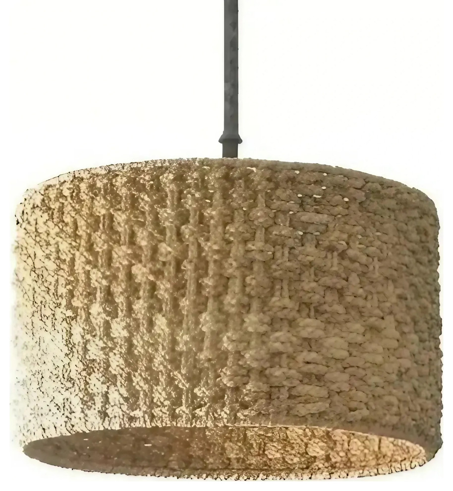 MIRODEMI® Courmes | Drum Beige Rope Boho Style Chandelier