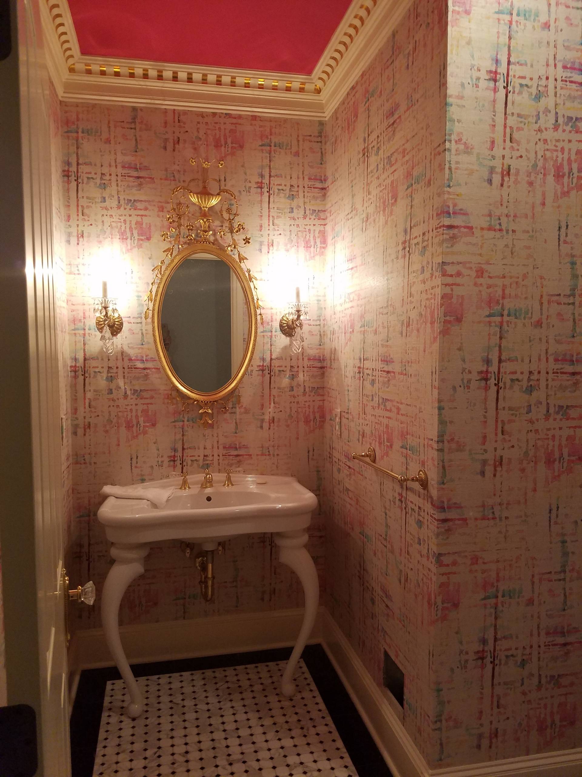 Grasscloth Install: Printed grasscloth in Powder Room