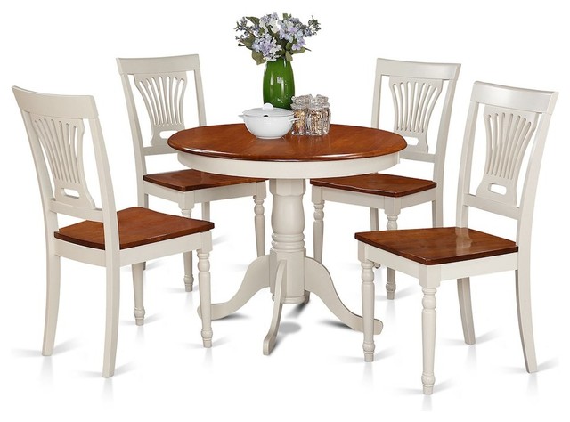 5 Piece Dining Set With 4 Wooden Chairs Farmhouse Sets Farmhouse Dining Sets