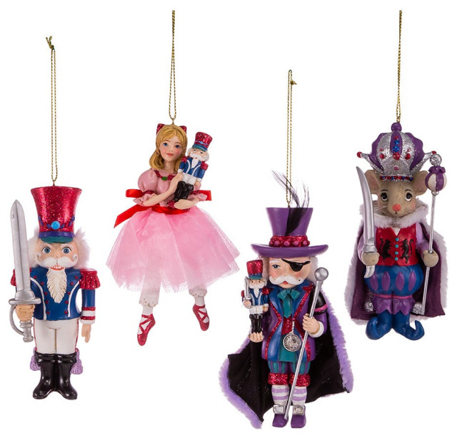 Kurt Adler 5.25" Nutcracker Suite Ornament Set, 4 Piece Set, 5.25