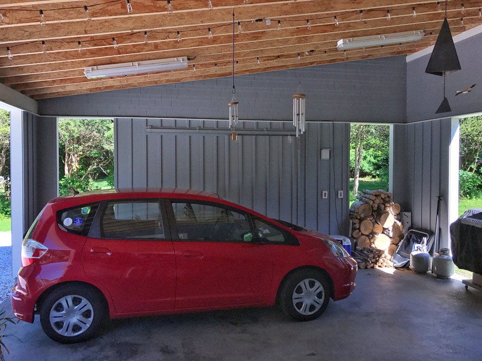 Mid-sized midcentury attached two-car carport in Boston.