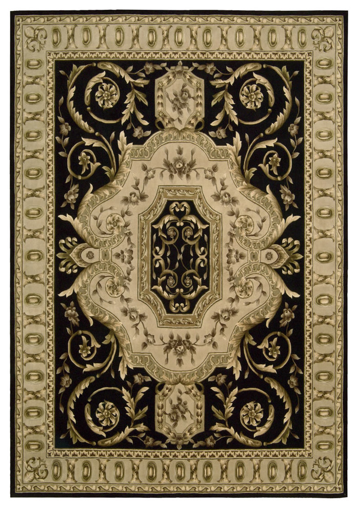 Nourison Versailles Palace Black Area Rug, 3'6"x5'6" Victorian Area