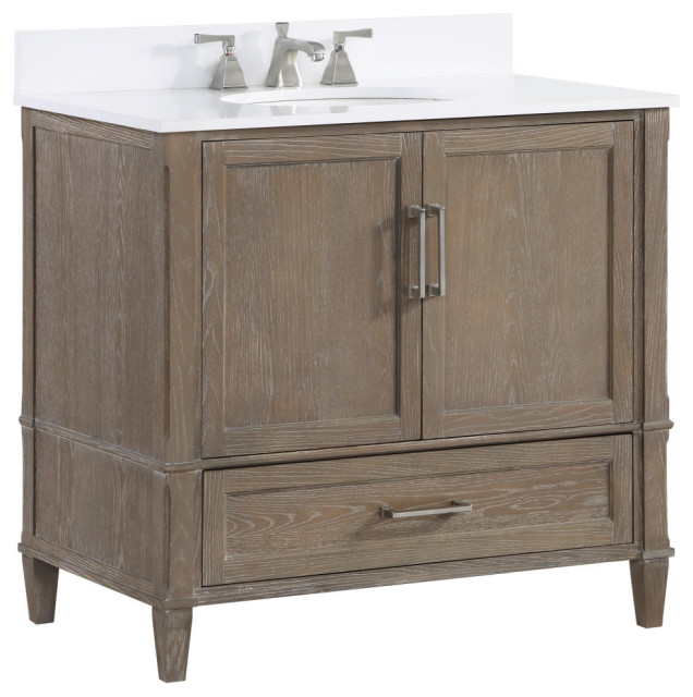 Montauk 36" Single Bathroom Vanity, Light Oak Transitional Bathroom