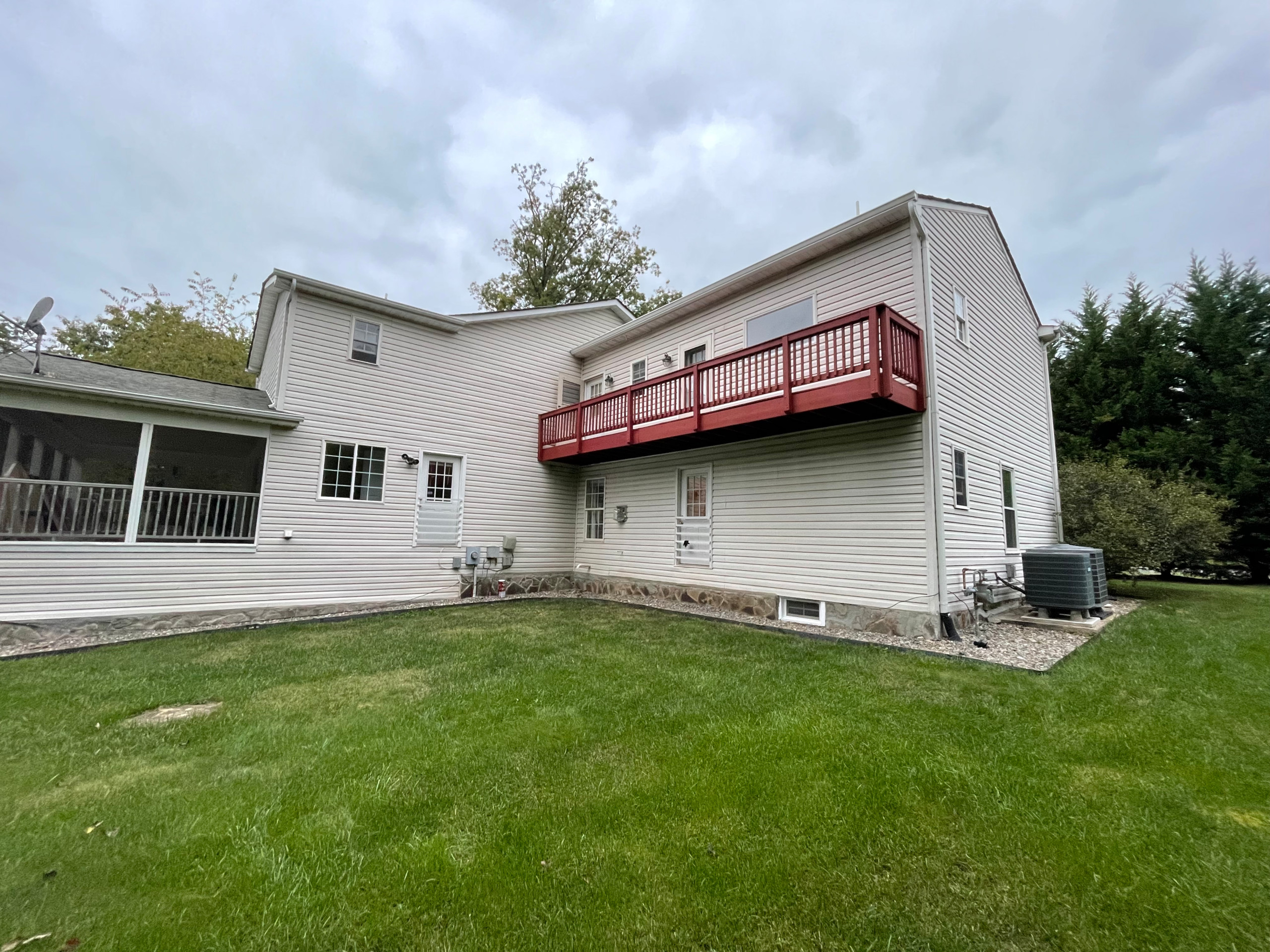 Deck stain and masonry repairs