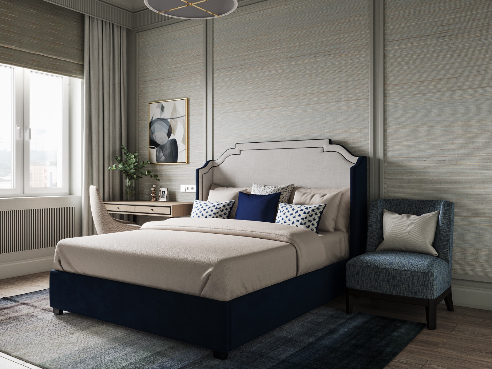 Спальня с римской шторой