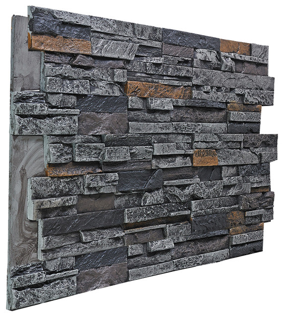 Faux Stacked Stone Wall Panel - Graphite