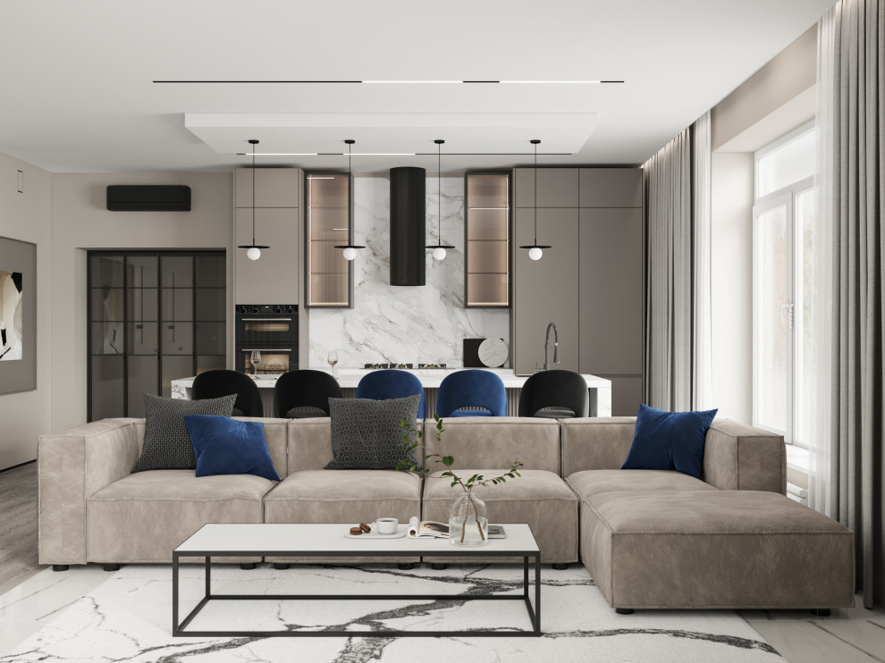 Дизайн кухни-гостиной