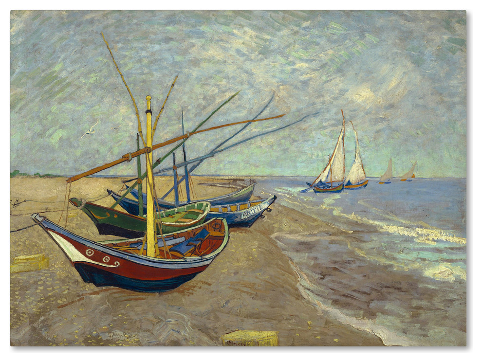 Vincent van Gogh 'Fishing Boats on the Beach' Canvas Art, 32x24